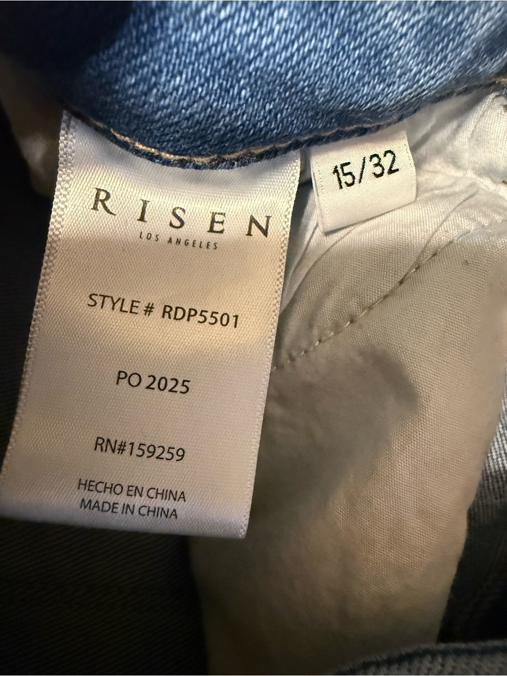 Risen Jeans- Light Blue High-Rise Flare Jeans with Raw Hem - Picture 6 of 7